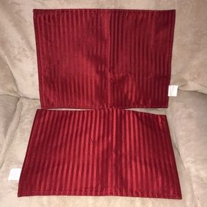Two red striped placemats 100% polyester 13” x 18”